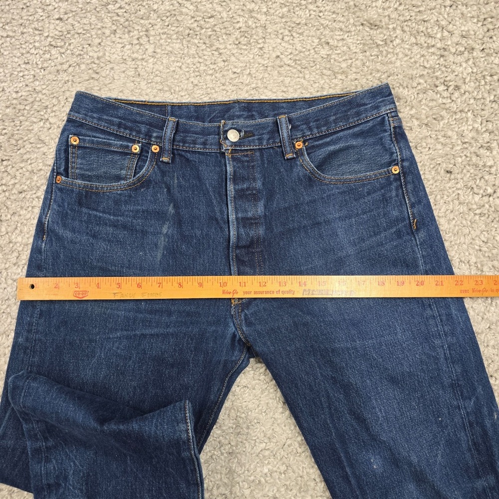 Levi's 501 Jeans Men 35x32 (Fits 32x29) Dark Wash Button Fly Straight Leg Rugged - Picture 10 of 14